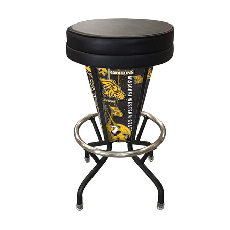 Holland Bar Stool Co Lighted Missouri Western State 30" Swivel Bar Stool L500030MOWStBlkVinyl